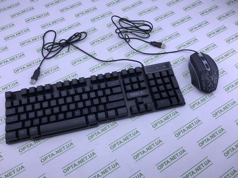 Набор проводной игровой клавиатуры с мышкой iMICE KM-680 с подсветкой 1600 DPI