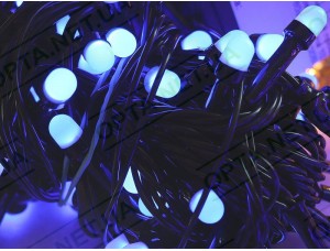 Гирлянда черный провод круглая матовая лампа 300LED (синий) LED300B-10